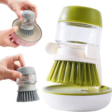 Dish Brush with Soap Dispenser Dishwashing Kitchen Scrub Brushes Dish Scrubber with Holder Drip Tray Kitchen Cleaning Brushes
