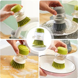 Dish Brush with Soap Dispenser Dishwashing Kitchen Scrub Brushes Dish Scrubber with Holder Drip Tray Kitchen Cleaning Brushes