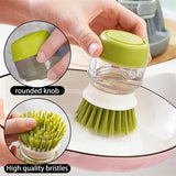 Dish Brush with Soap Dispenser Dishwashing Kitchen Scrub Brushes Dish Scrubber with Holder Drip Tray Kitchen Cleaning Brushes